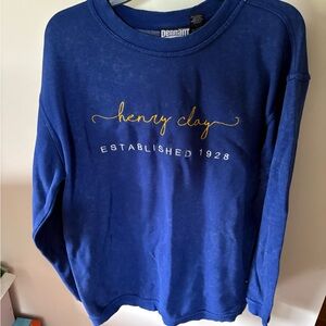 Blue Pennant Sweatshirt with Yellow Embroidery